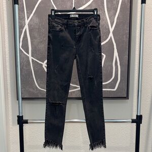 Free People Black Distressed Ankle Jeans